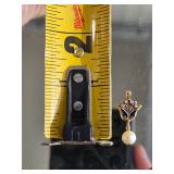 Vintage Edwardian Blue Enamel Pendant with Diamond Accents and Dangling Pearl