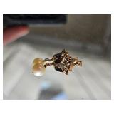 Vintage Edwardian Blue Enamel Pendant with Diamond Accents and Dangling Pearl