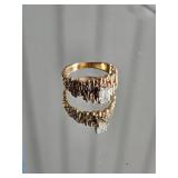14K Gold Brutalist Diamond Solitare Cocktail Ring ~ 6g, size 8.5