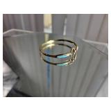 14K Gold Hook Bracelet with Blue Inlay (12g)