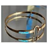 14K Gold Hook Bracelet with Blue Inlay (12g)