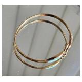 14K Gold Hook Bracelet with Blue Inlay (12g)
