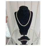 Vintage Strung Pearl Necklace with 14K Gold Clasp Approx. 18 Inch Length