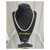 Vintage Strung Pearl Necklace with 14K Gold Clasp Approx. 18 Inch Length