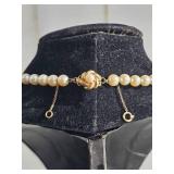 Vintage Strung Pearl Necklace with 14K Gold Clasp Approx. 18 Inch Length