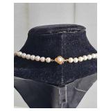 Vintage Strung Pearl Necklace with 14K Gold Clasp Approx. 18 Inch Length