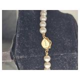 Vintage Strung Pearl Necklace with 14K Gold Clasp Approx. 18 Inch Length