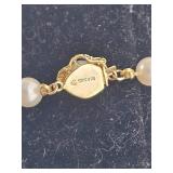 Vintage Strung Pearl Necklace with 14K Gold Clasp Approx. 18 Inch Length
