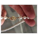 Vintage Strung Pearl Necklace with 14K Gold Clasp Approx. 18 Inch Length
