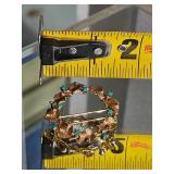 14K Yellow Gold Wreath Pin with Turquoise Accents