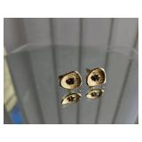 14K Yellow Gold Spinel Cuff Links and Tie Tack