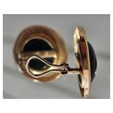 14K Yellow Gold Onyx Earrings ~ 16g