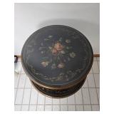 Vintage Painted Two Tier Accent Table with Floral Motif