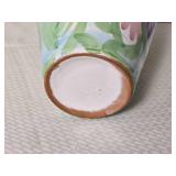 Hand Painted Italian Ceramic Vase and Double Spout Basket Form Vase