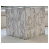 Round Glass Coffee Table with Marble Base