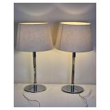Pair of Contemporary Chrome/Lucite Table Lamps with Shades