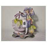 Vintage Porcelain Boy with Basket Figural Planter