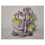 Vintage Porcelain Boy with Basket Figural Planter