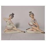 Pair of Vintage Japanese Porcelain Ballerina Figurines