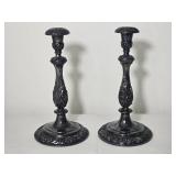 Rogers Bros. Baroque Revival Style Silverplate Candlesticks Pair