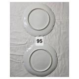 Pair of Antique Portrait Cabinet Plates with Gilt and Blue Fluted Wells