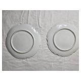 Pair of Antique Portrait Cabinet Plates with Gilt and Blue Fluted Wells