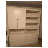 Large White Storage Cabinet and Shelving Unit