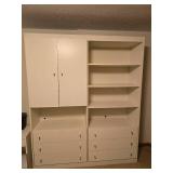 Large White Storage Cabinet and Shelving Unit