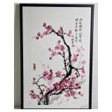 Chinese Cherry Blossom Watercolor Framed Art, Signed LE 81/500