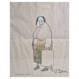 Amazing Fine Art Print on Grocery Bag Paper - Richard Guindon - Sale