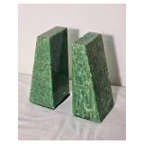 Mid-Century Modern Emerald Stone Bookend Pair - AS