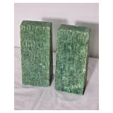 Mid-Century Modern Emerald Stone Bookend Pair - AS