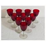 Vintage MCM Scarlet Wine Glass Set - (10)