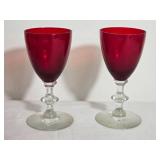 Vintage MCM Scarlet Wine Glass Set - (10)
