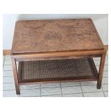 Vintage Mid-Century Modern Accent Table with Cane Lower Shelf Accent