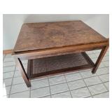 Vintage Mid-Century Modern Accent Table with Cane Lower Shelf Accent