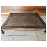 Vintage Mid-Century Modern Accent Table with Cane Lower Shelf Accent