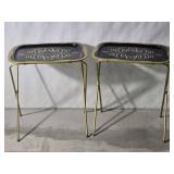 Vintage MCM Folding TV Dinner Tray Pair - Gold/Black