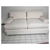 Luxurious Plush Loveseat in Eggshell White - John Mascheroni