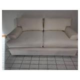 Luxurious Plush Loveseat in Eggshell White - John Mascheroni
