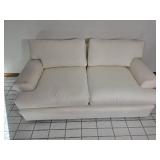 Luxurious Plush Loveseat in Eggshell White - John Mascheroni