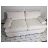 Luxurious Plush Loveseat in Eggshell White - John Mascheroni