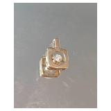 14K Gold Square Pendant with Diamond