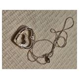 14K White Gold Pavé Set Diamond Double Heart Pendant Necklace