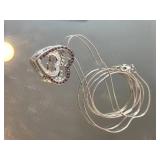 14K White Gold Pavé Set Diamond Double Heart Pendant Necklace