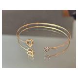 Gold Tone Diamond Accent Heart Bangle Bracelet