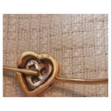 Gold Tone Diamond Accent Heart Bangle Bracelet