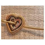 Gold Tone Diamond Accent Heart Bangle Bracelet