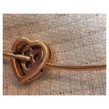 Gold Tone Diamond Accent Heart Bangle Bracelet