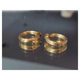 14K Yellow Gold Textured Hoop Earrings